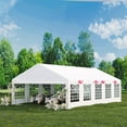 thumbnail image 1 of TROPOW 17 x 33 FT Outdoor Party Tent Canopy Wedding Patio Camping Gazebo Shelter Pavilion Cater Wedding BBQ Events Tent w/Removable Sidewalls & 3 Storage Bags, White, 1 of 7