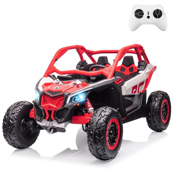 TROPOW 24 Volt Ride On Toys for Boys,2 Seater Ride on UTV Car,Licensed Can-Am Electric Off-Road Car,4WD Kids Truck w/Remote Control,2 * 24V 7AH Batteries,4 * 200W Motor,23" Large Seat,Red