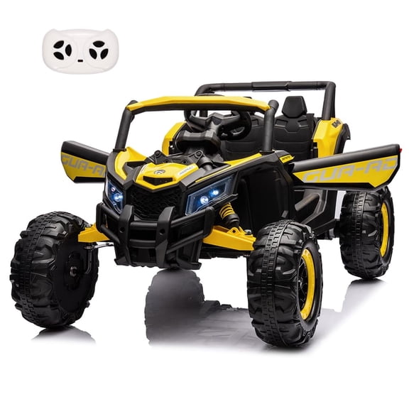 TROPOW 24 Volt Ride On Toys for Boys,Battery Powered Kids Car, Electric Off-Road UTV Car with Remote Control, 200W Motors, Led Lights, Music, Enhanced Suspension, Ride on Toy for Kids,Yellow