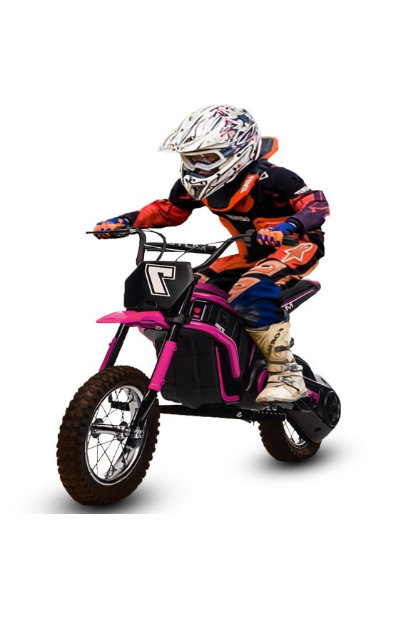 24 Volt Ride On Toys for Boys,Electric Dirt Bike for Kids - 350W Ride On Motorcycle, Ages 5+, Up to 14.29 MPH, 2-Speed Modes, Max Weight 135 Lbs, Pink