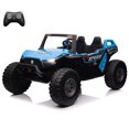 thumbnail image 1 of TROPOW 24V Ride on Car for Kids, 2 Seats Ride On UTV with Remote Control, One More Foldable Seat, 15.4" Extra Large EVA Wheels,Music, Light,Max Load 140LBS, Electric Vehicle for 3-8 Years,Blue, 1 of 6