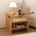 thumbnail image 1 of TROPOW 2PCS Rattan Nightstand, Bedside Table, Night Stand with Type-C Charging Station, 1 Storage Drawer and Open Storage Space, with Hook Included, Suitable for Bedroom, Office, 1 of 9