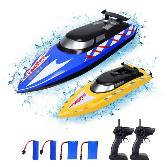 TROPOW 2Pack RC Boat,20+/10+MPH Remote Control Boats with LED Light for Kids and Adults,2.4G High Speed Remote Control Boats