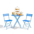 thumbnail image 1 of TROPOW 3 Piece Bistro Set Folding Outdoor Furniture Sets, Outdoor Patio Table and 2 Chairs for Balcony, Garden, Small Space, All Weather & No Assembly Required, Portable Cafe Set, 1 of 8