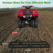 TROPOW 4 FT Drag Harrow Driveway Grader, Heavy Duty Power Rake with 4 FT Chain, Tow Behind Lawn Rake for ATV, UTV, Tractor, Mower, Land Leveler for Gravel, Sand, Soil, Hay,Black