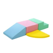 TROPOW 4-Piece Baby Foam Play Set, Pu Leather Soft Climbing Toys for Toddlers Playtime Corner Climber, Kids Indoor Play Structure Climbing Blocks for Crawling and Sliding