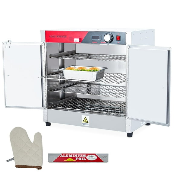 TROPOW 4-Tier Hot Box Food Warmer 16x23x22.43, 850w Food Warmer Cabinet/Proofing Cabinet with Water Tray, Suitable for 1/1 Size Food Pans, Ideal for Restaurant Pizza, Chicken, Patty, Pastry