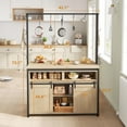 thumbnail image 1 of TROPOW 42" Kitchen Island Storage with Sliding Barn Door, Table Island Kitchen Cabinet with 2 Side Hooks, 3-Tier Shelves, Multi-Functional Dining Storage for Living Room 41.2"x24.6"x72.1", 1 of 8