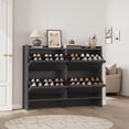 thumbnail image 1 of TROPOW 47.2in Shoe Cabinet with 4 Flip Doors, Wooden Shoe Storage Organizer with Adjustable Shelf, Hidden Entryway Hallway & Living Room Storage Cabinet, Freestanding Design, Black, 1 of 7