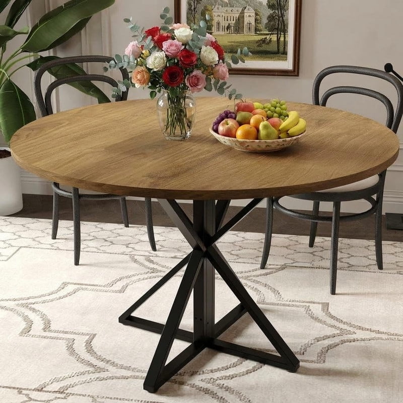 TROPOW 47 Inch Round Dining Table for 4, Farmhouse Kitchen Table with ...