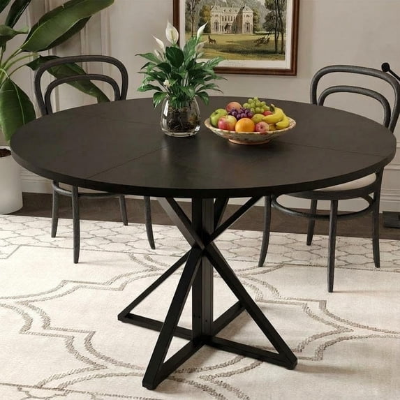 TROPOW 47 Inch Round Dining Table for 4, Farmhouse Kitchen Table with ...