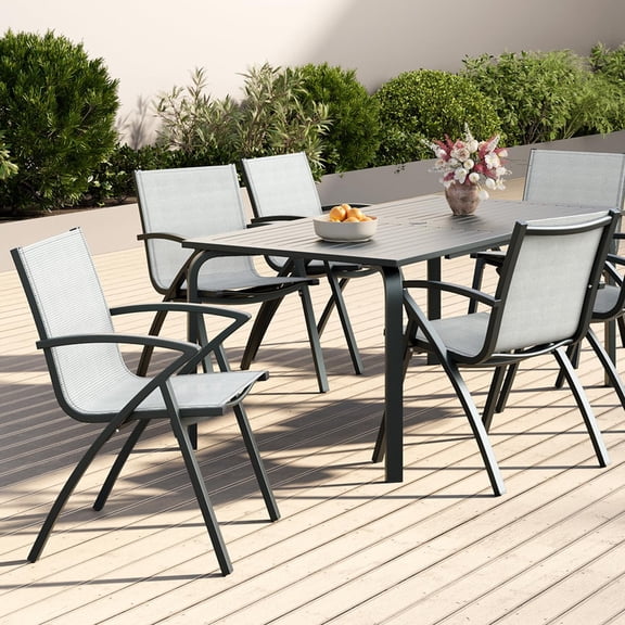 TROPOW 4PCS Modern Aluminum Outdoor Dining Chairs - Quick-Dry Textilene Fabric, Ergonomic Design for Patio, Poolside, Restaurants - All-Weather Rust-Resistant