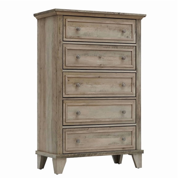 TROPOW 5 Drawer Dresser for Bedroom, 48" Tall Wood Dresser & Chests of Drawers with Deep Drawers, Modern Chest Organizer with Metal Handles for Living Room, Hallway, Entryway