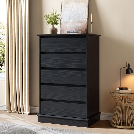 TROPOW 5 Drawer Dressers for Bedroom, Chest of Drawers with Deep Drawers, Large Double Dresser for Closet with Wide Top, Horizontal Wooden Dresser for Living Room, Hallway, Kids Room