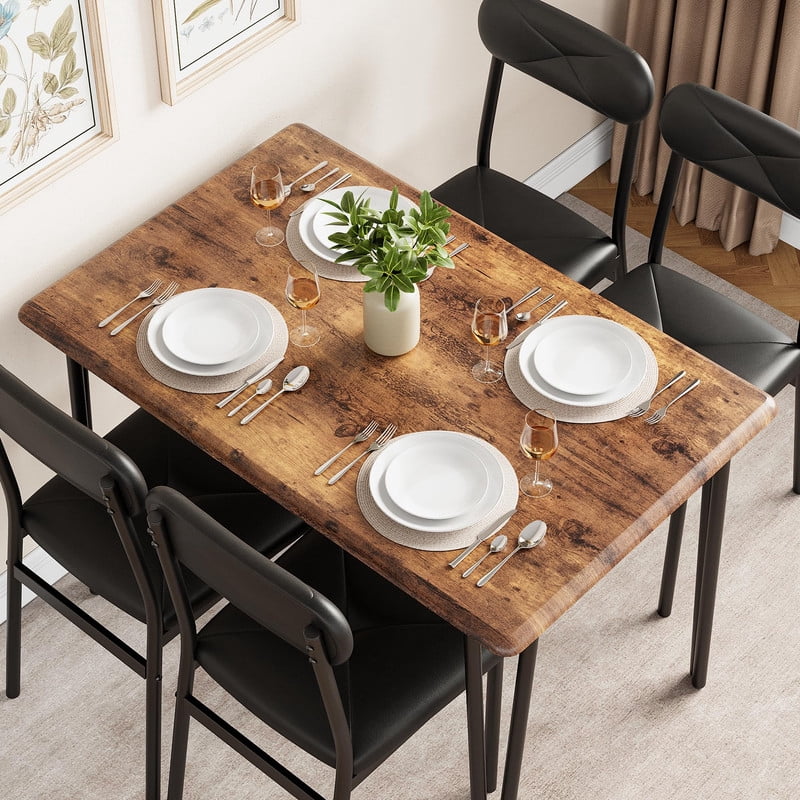 TROPOW 5 Piece Dining Table Set for 4, Small Square Kitchen Table with ...