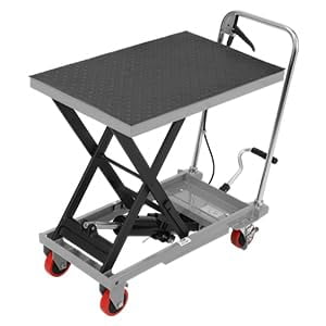 TROPOW 500lbs Hydraulic Lift Table Cart - 28.5" Lifting Height, Single Scissor Manual Lift with 4 Wheels & 3mm Non-Slip Pad for Material Handling and Transportation - Gray