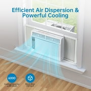 TROPOW 6,000 BTU Turbo Fast Cooling Up to 250 Sq.Ft. Flexible Opening(T Design), AC Unit with Remote & APP Control, Easy Install Kit, Auto Restart, 24H Timer Window Air Conditioners, White