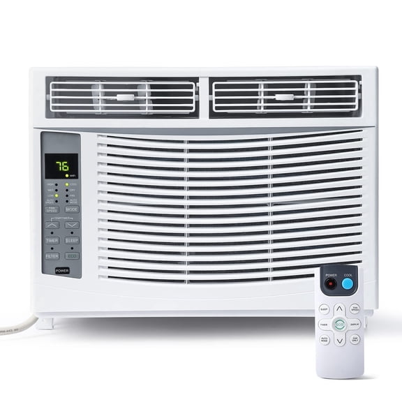 TROPOW 6,000 BTU Turbo Fast Cooling Up to 250 Sq.Ft. Flexible Opening(T Design), AC Unit with Remote & APP Control, Easy Install Kit, Auto Restart, 24H Timer Window Air Conditioners, White