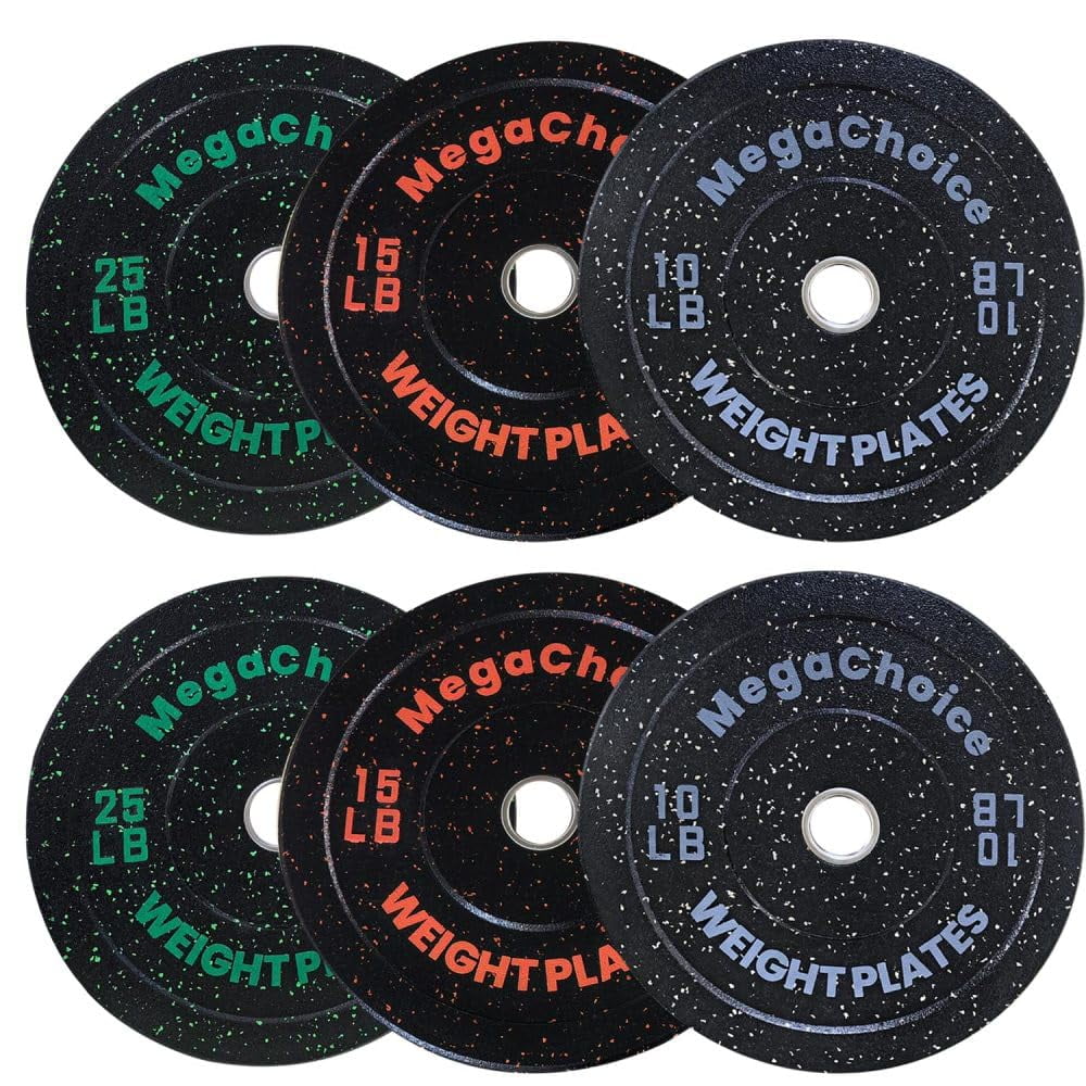 TROPOW 6 Pcs Bumper Plates Set,2 Inch Rubber Weight Plate 2x10 Lb,2x15 Lb,2x25 Lb for Weight Lifting Strength Training Home Gym