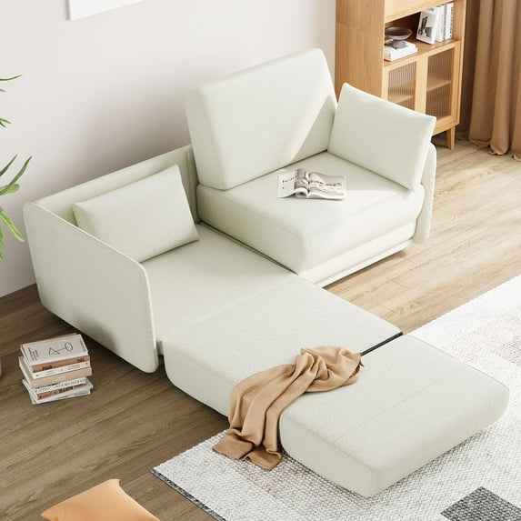 TROPOW 66 Inch Queen Size Sofa Bed, Queen Sleeper Sofa with 360G Linen Fabric&Pillows Suitable for Living Room