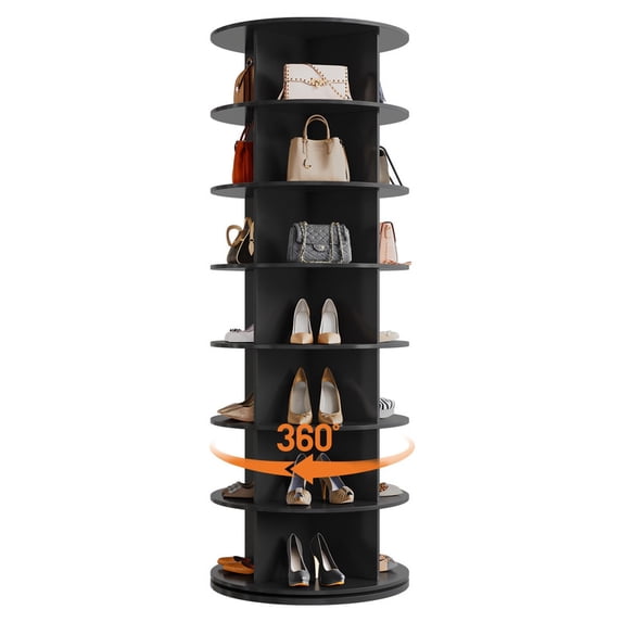 TROPOW 7-Tier 360° Rotating Shoe Rack Tower, Spinning Shoe Organizer with Multi-Purpose Storage for Entryway, Closet, Living Room, Bedroom, Freestanding Space Saving Shoe Carousel