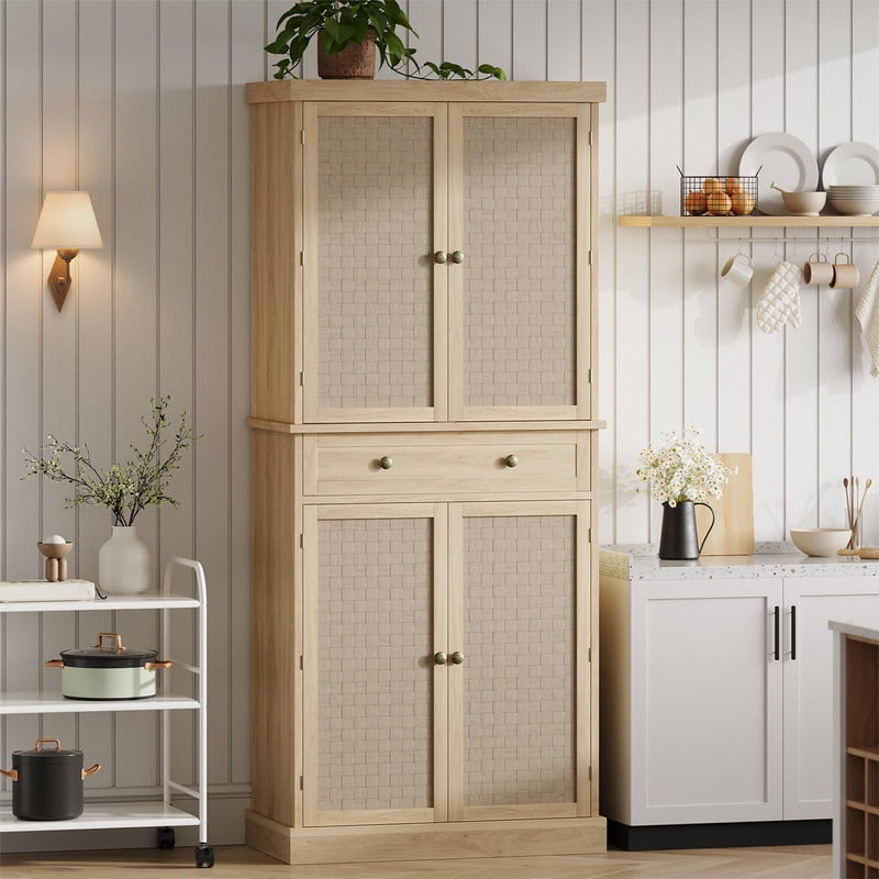 TROPOW 72" Wooden Tall Pantry Cabinet, Kitchen Pantry Storage Cabinets ...