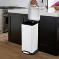 thumbnail image 1 of TROPOW 8 Gallon Bathroom Step Trash Can, 30-Liter Square Stainless Steel Foot Pedal Garbage Can with Soft-Close Lid for Kitchen, with Removable Inner Bucket,White, 1 of 8