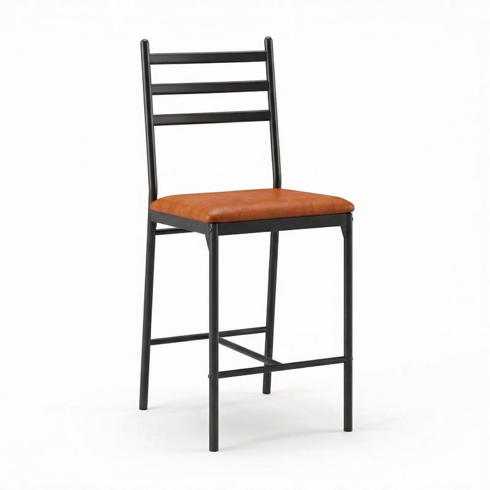 TROPOW Bar Stools Set of 2, Metal Counter Height Bar Chairs with Back and Thick Cushion, Upholstered Dining Chairs with Padded Seat, Barstools for Kitchen Island, Bar, Dining Room