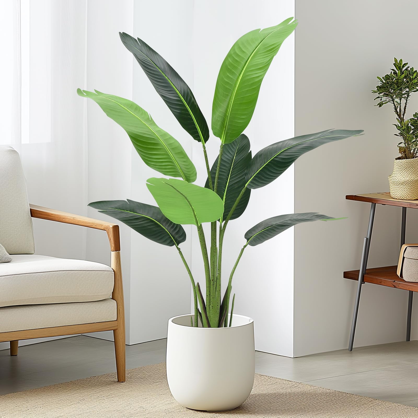 TROPOW Bird of Paradise Artificial Plant, 4 Feet Faux Bird Paradise Plant Green Tropical Artificial Plants for Indoor Home Living Room and Offices Decoration, 1 Pack