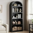 thumbnail image 1 of TROPOW Bookcase 5 Shelf Arched Bookshelf 71.65in Tall Bookcase Farmhouse Display Storage Rack Wooden Bookshelves for Home Office, Living Room,Black, 1 of 9