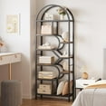 thumbnail image 1 of TROPOW Bookshelf 6 Tier Arched Bookcase 81.7in Tall Display Racks Geometric Open Storage Shelf Unique Book Rack Metal Frame Large Modern Book Shelf for Bedroom, Living Room, Home Office,Black, 1 of 5