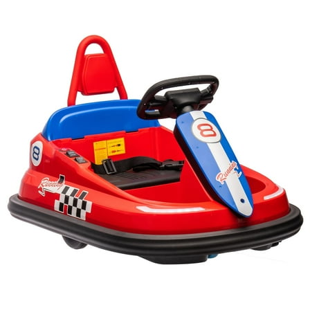 TROPOW Bumper Car for Toddlers, 6V Electric Ride on Toys for Kids Ride on Electric Bumper Car,360 Degree Spin with Steering Wheel,2-Speeds,Lights,Music & Horn, for Boys Girls 2-6 Years,Red