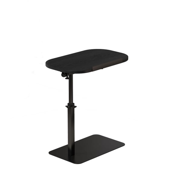 TROPOW C-Shaped Side Table Sofa Tray, Height Adjustable Folding Laptop Desk with Swivel Tray, Tiltable Desktop, Heavy Metal Base End Table, Overbed Table, Tray Table Portable Side Table