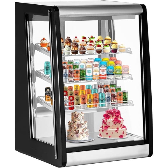 TROPOW Commercial Display Refrigerator, Countertop Refrigerated Display Case with LED Lighting for Bakery, Cafe