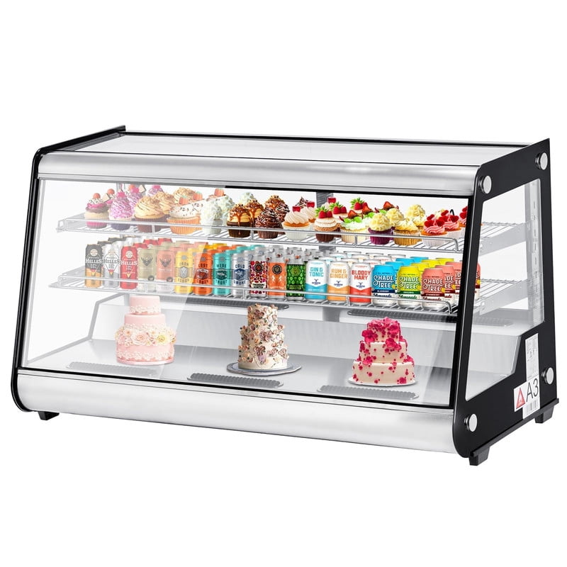 TROPOW Commercial Display Refrigerator, Countertop Refrigerated Display Case with LED Lighting for Bakery, Cafe