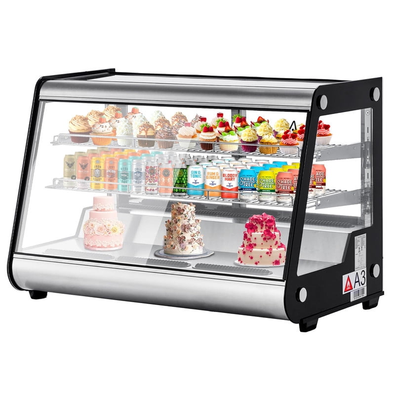 TROPOW Commercial Display Refrigerator, Countertop Refrigerated Display Case with LED Lighting for Bakery, Cafe