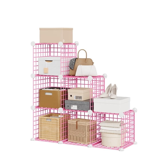 TROPOW Cube Storage Organizer, 6-Cube Wire Grid Shelf Unit, Modular Closet Organizer with 12.6 Inch Cubes, DIY Shelving for Bedroom, Office, Living Room