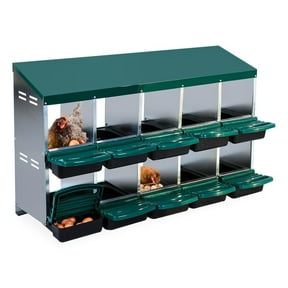 TROPOW CuisinSmart Nesting Boxes for Chickens, 6/8/10-Holes Chicken Nesting Boxes, Chicken Laying Box with Lid Cover, Roll Away Nest Box for Chicken Coop to Protect Eggs, Green/Red