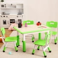 thumbnail image 1 of TROPOW Desk Chair,Kids Table and Chairs Set, Height Adjustable Desk With 4 Seats for Ages 2-10,Arts & Crafts Table,Graffiti Desktop, Non-Slip Legs, Max 300lbs, Children Multi-Activity Table,Green, 1 of 8