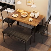 TROPOW Dining Table Set for 4, Kitchen Table with Upholstered Bench and 2 Chairs, Kitchen Table and Chairs Set, for Small Space, Apartment, Home, Kitchen, Retro