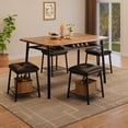 thumbnail image 1 of TROPOW Dining Table Set for 4,Rectangular Kitchen Table with Storage Rack and Upholstered Stools with Storage Rack, Small Dining Room Table Set for Apartment, Rustic Brown, 1 of 7
