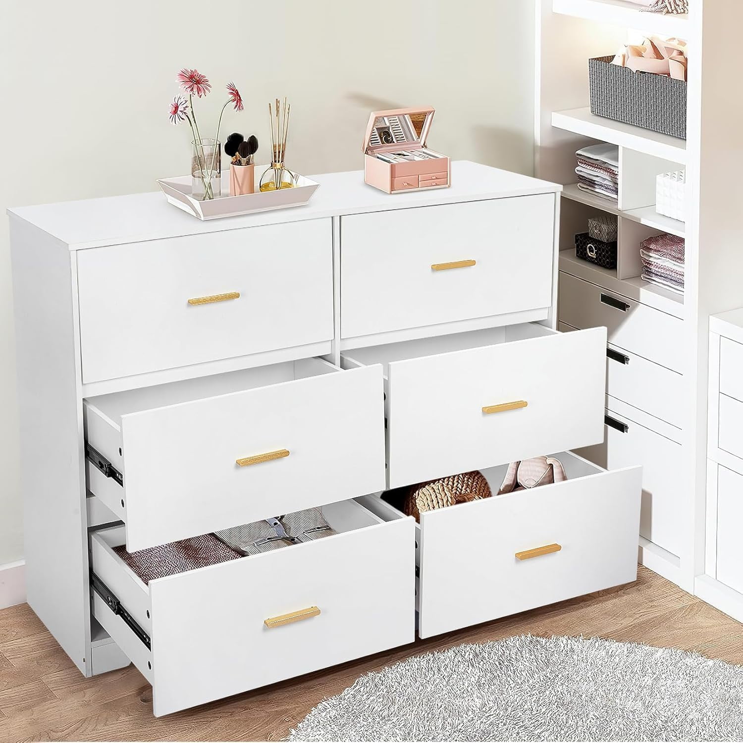 TROPOW Dressers & Chests of Drawers,Dresser for Bedroom with 6 Drawers ...