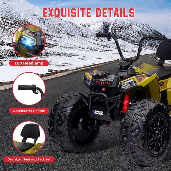TROPOW Electric Ride On Cars with Remote Control,24V Two-Seater Kids ATV – 4x4 Electric 4-Wheeler Quad Ride-On Car Toy with 4x200W Motors, LED Lights, EVA Tires, Music, and Horn,