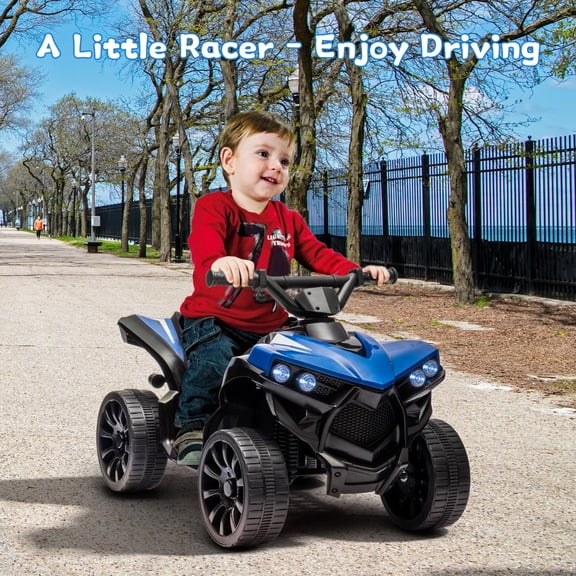 TROPOW Electric Ride On Cars,6V Kids Ride-On ATV 4-Wheeler – Electric Quad Car for Toddlers with Music,Lights,Treaded Tires and Foot Pedal,Ideal Christmas Gift for Kids,Blue