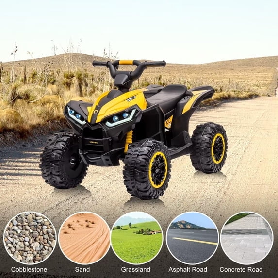TROPOW Electric Ride On Cars with Remote Control,Kids Ride On ATV 4 Wheeler, Electric Battery-Powered with Remote Control, Music, Horn, Led Lights, USB Port, Treaded Tires
