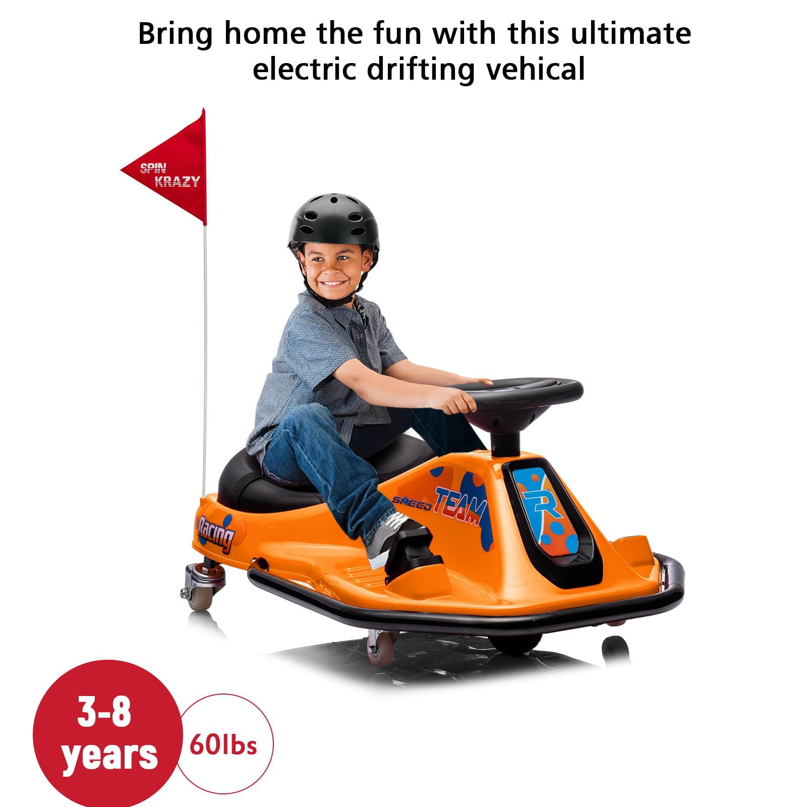 TROPOW Electric Ride On Cars with Remote Control,24V Ride-On Drifting Go Kart – Electric Drift Car for Kids with 360° Spin,Racing Car for Toddlers 3+ Years Old