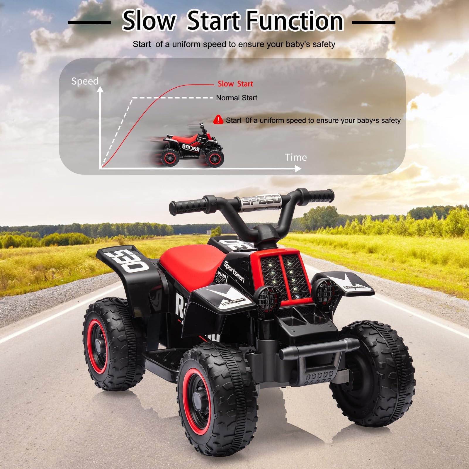 TROPOW Electric Ride On Cars with Remote Control,6V Kids Ride-On ATV – Fun, Safe, and Thrilling Outdoor Adventure Toy,Black