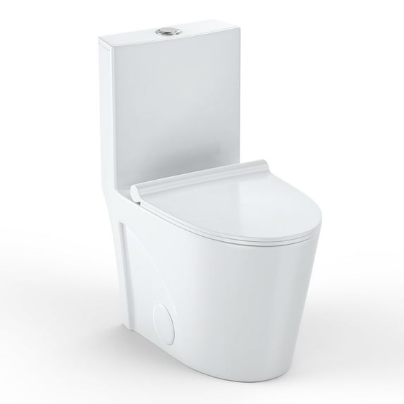 TROPOW Elongated Toilet for Bathroom, One Piece Toilet with Soft Closing Seat,Comfort Height, Dual Tornado Flush 1.6 GPF Toilet