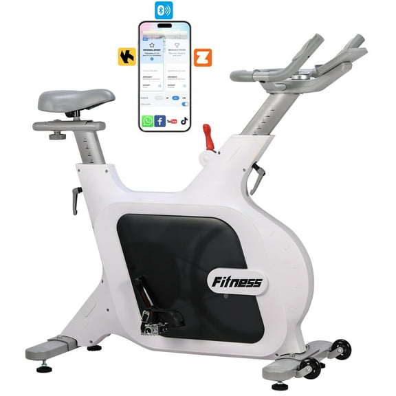 TROPOW Exercise Bikes for Home Use,with 32-Level Quiet Magnetic Resistance, Magnetic Stationary Bike with LED Display for 7 Types of Data,Including Pulse, Calories,and Distance Etc,White