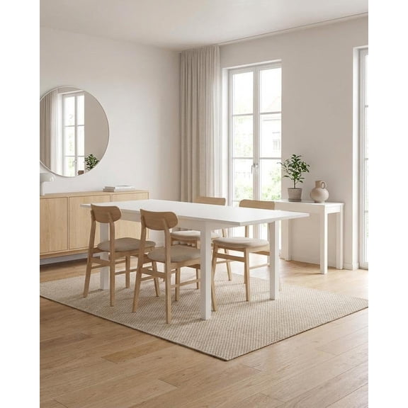 TROPOW Expandable Outdoor Dining Table, 31.5-63 in Adjustable Patio Table, 4-6 Person Aluminum Frame with Woodlike Tabletop, Rectangular Drop Leaf Table for Patio Porch Deck Garden Kitchen